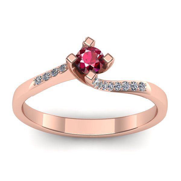 Inel de logodna cu rubin rotund