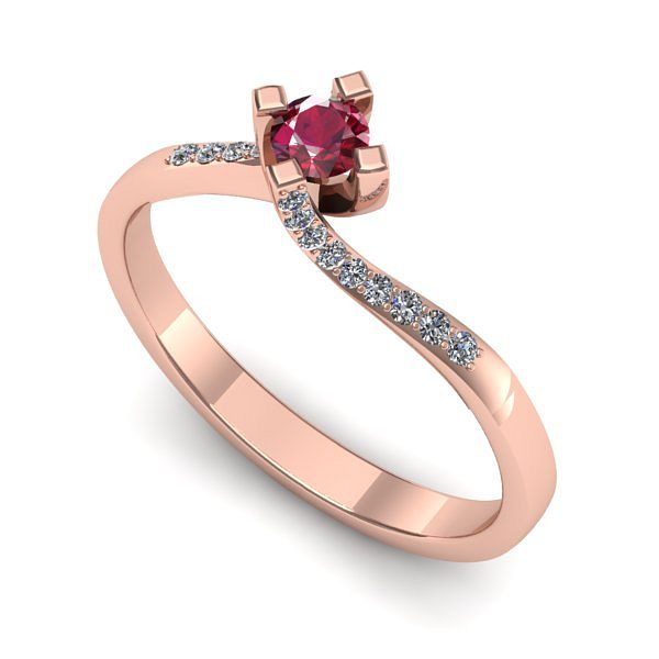 Inel logodna din aur roz cu rubin
