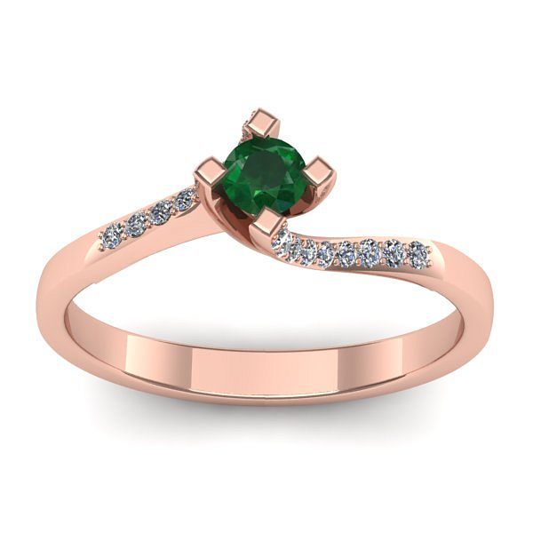 Inel de logodna cu smarald rotund