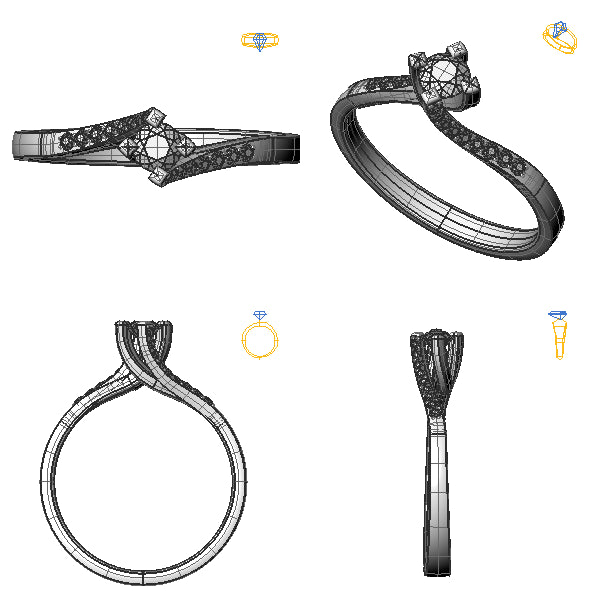 Inel de logodna sidestone cu diamant negru