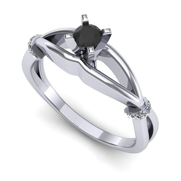 Inel de logodna din aur alb cu diamant negru