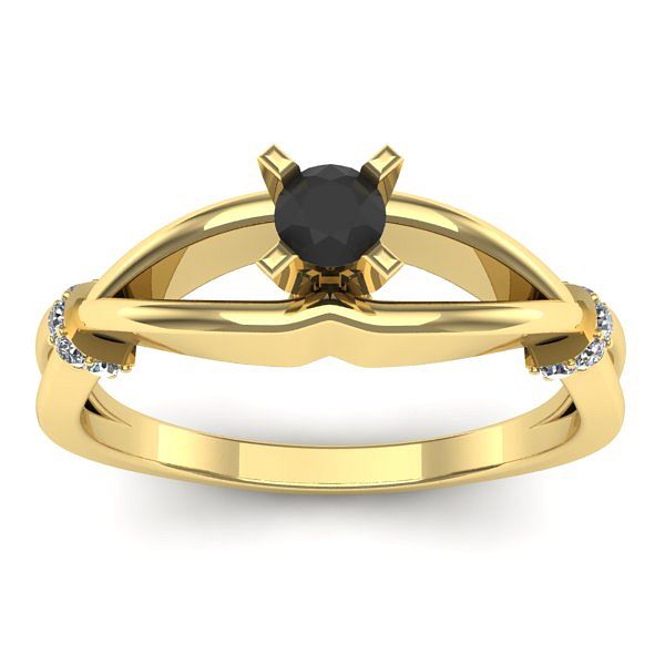 Inel cu diamant negru rotund