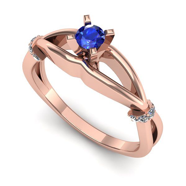 Inel din aur roz cu safir