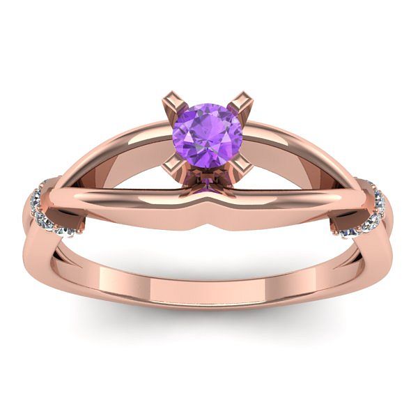 Inel de logodna cu ametist rotund