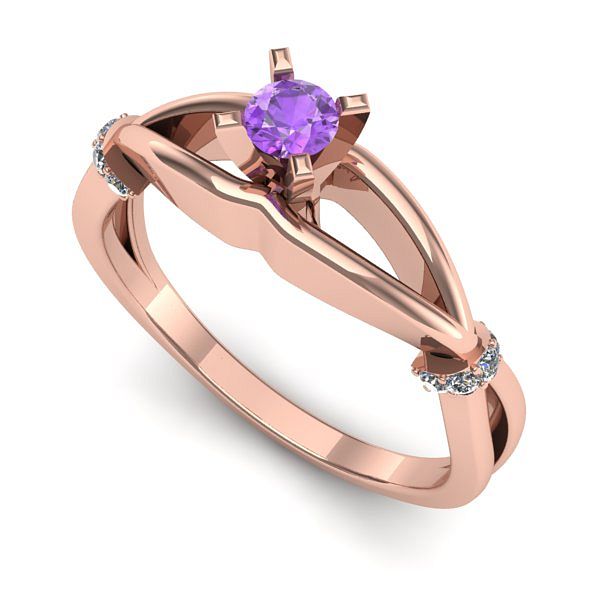 Inel din aur roz cu ametist