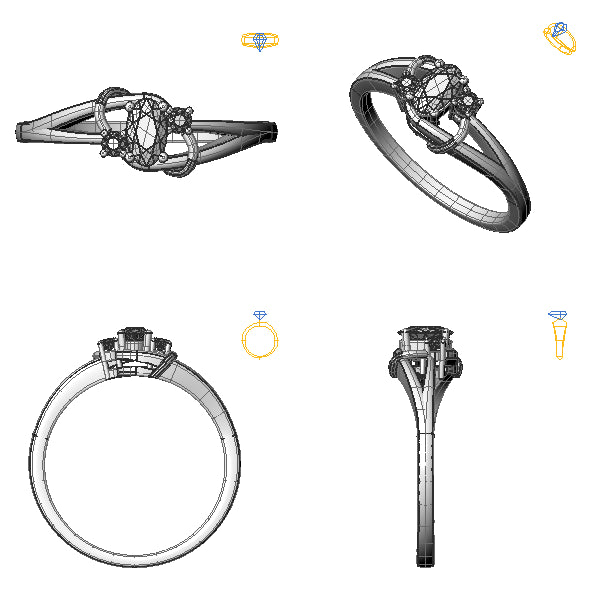 Inel de logodna 3stone cu diamant de laborator