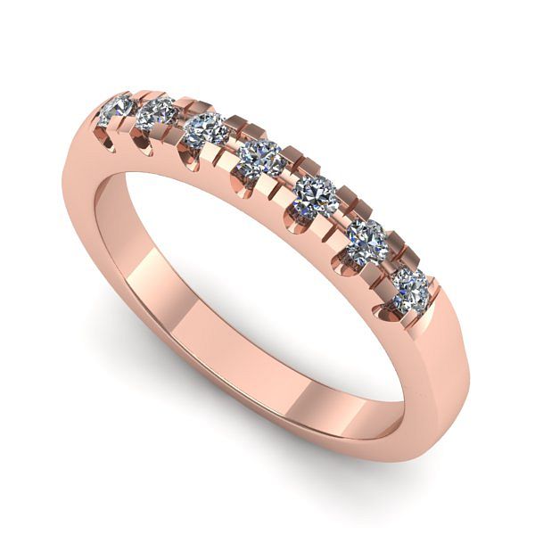 Inel logodna din aur roz cu diamante