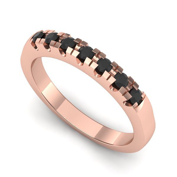 Inel din aur roz cu diamante negre