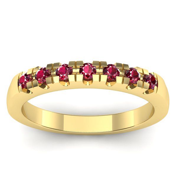 Inel logodna cu rubine rotund