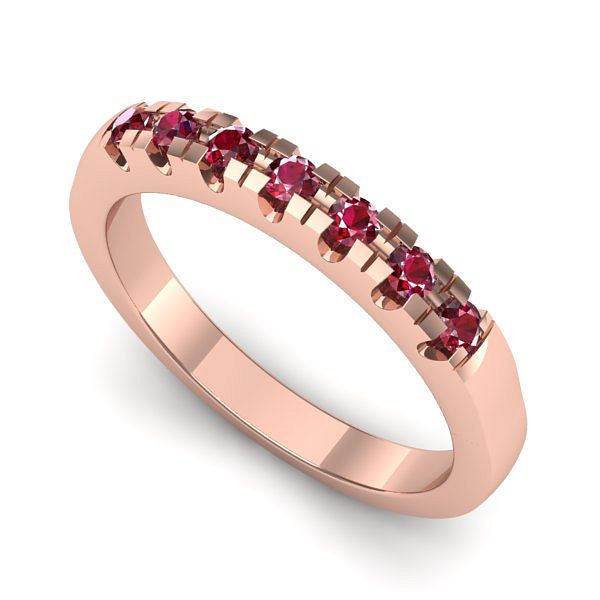 Inel de logodna din aur roz cu rubine