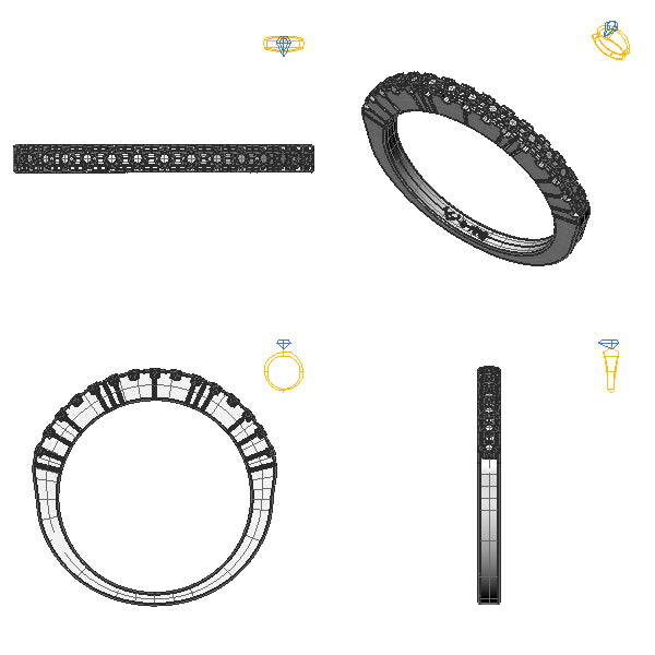 Inel eternity cu diamante negre