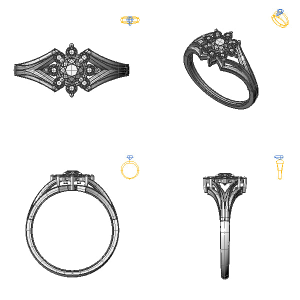 Inel halo cu diamant negru