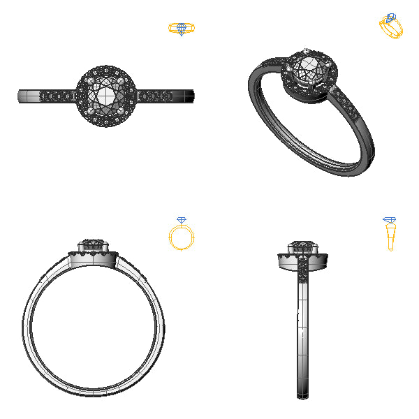 Inel logodna halo cu diamant negru