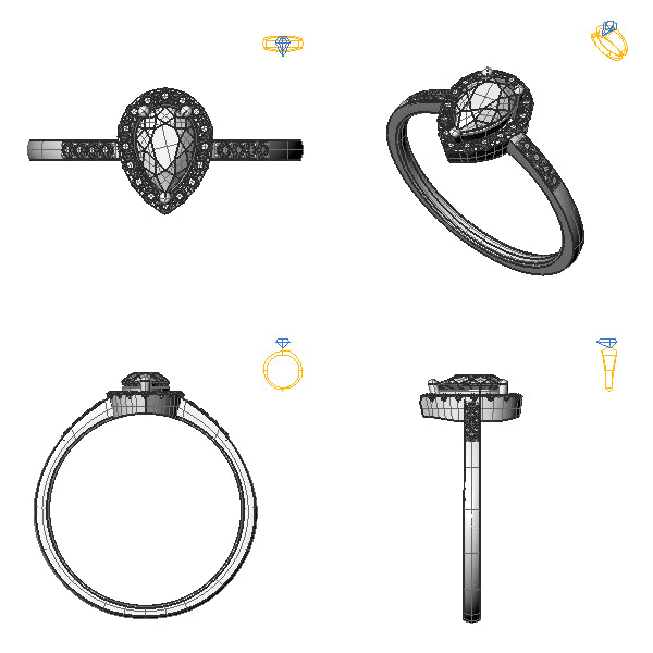 Inel logodna halo cu safir galben