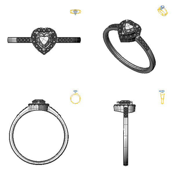 Inel logodna halo cu diamant negru