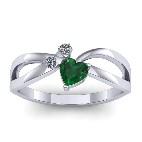 Inel logodna cu smarald inima
