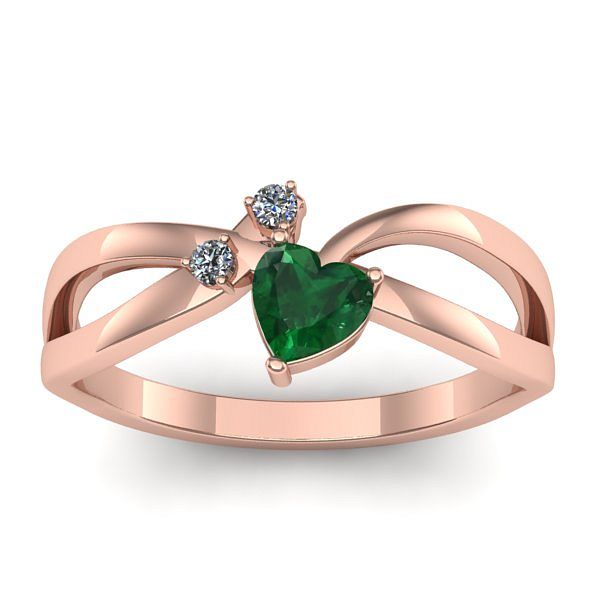 Inel de logodna cu smarald inima