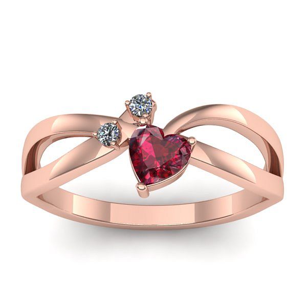 Inel de logodna cu rubin inima