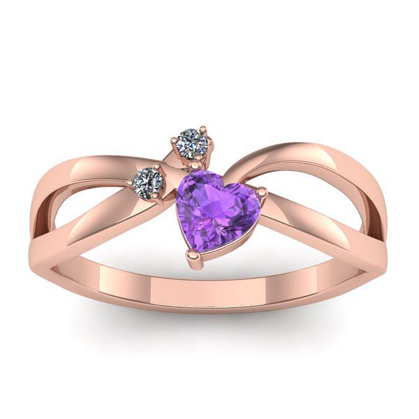 Inel logodna cu ametist inima