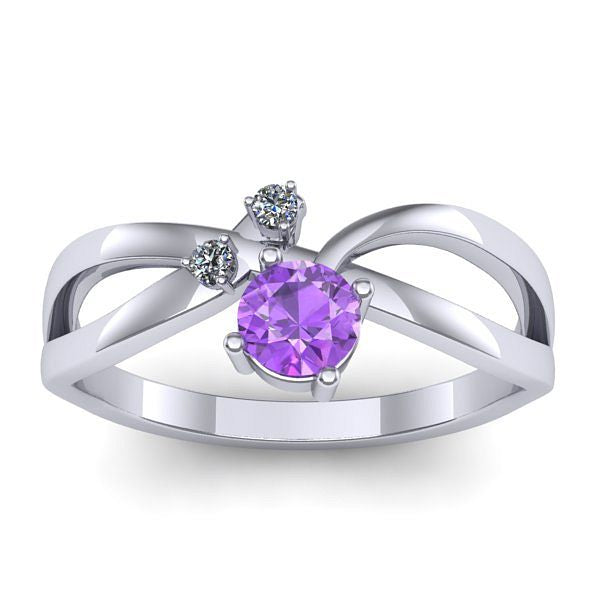 Inel de logodna cu ametist rotund