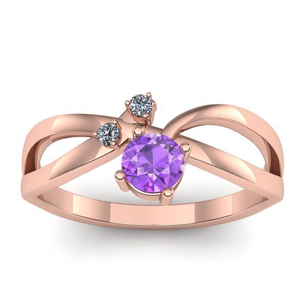 Inel de logodna cu ametist rotund