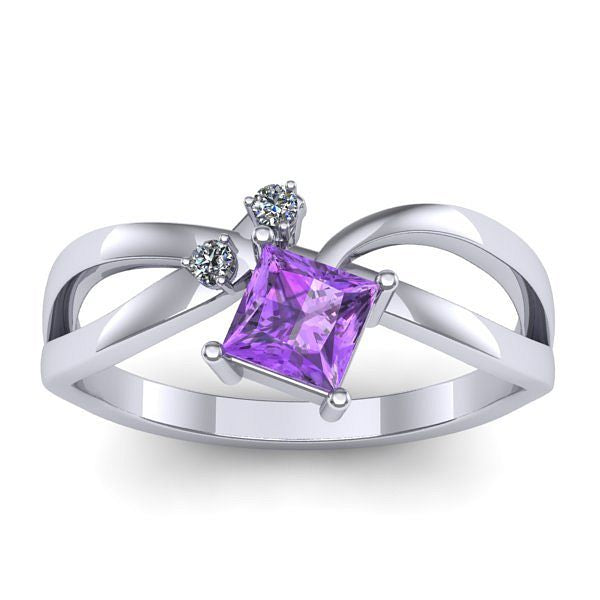 Inel logodna cu ametist patrat