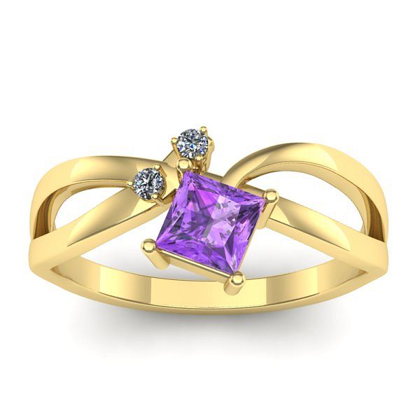 Inel de logodna cu ametist patrat