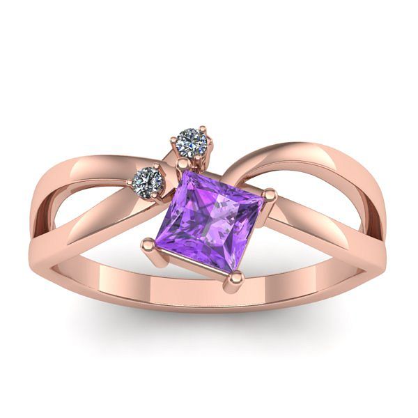 Inel de logodna cu ametist patrat