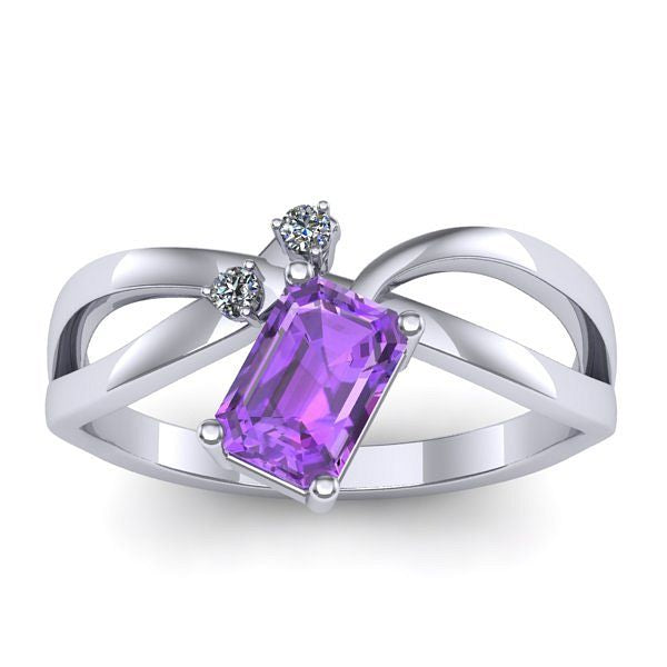 Inel cu ametist dreptunghiular