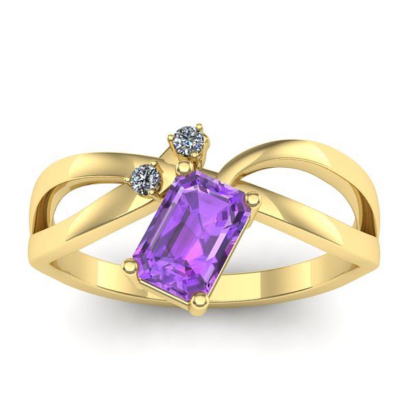 Inel logodna cu ametist dreptunghiular