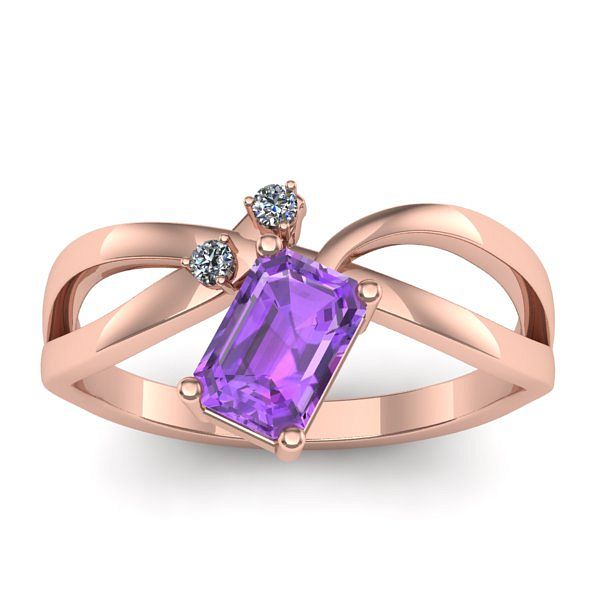 Inel de logodna cu ametist dreptunghiular