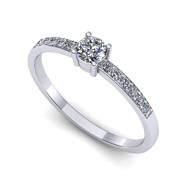 Inel de logodna din aur alb cu diamant