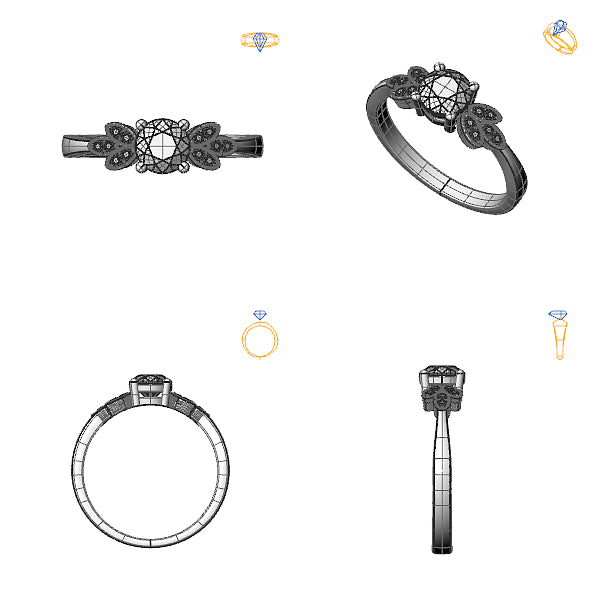 Inel sidestone cu safir galben