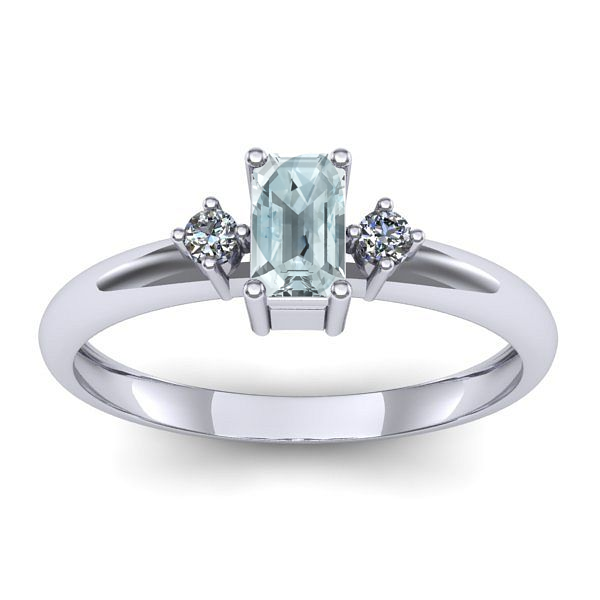 Inel logodna cu aquamarin dreptunghiular