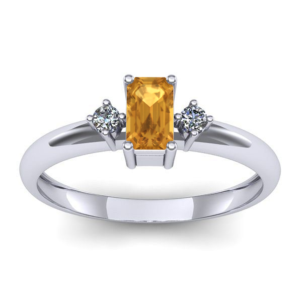 Inel cu citrin dreptunghiular