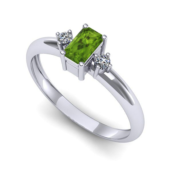 Inel logodna din aur alb cu peridot