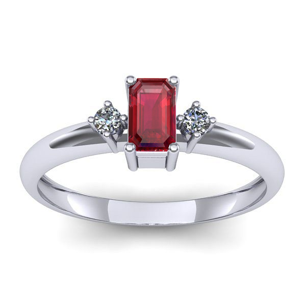 Inel de logodna cu rubin dreptunghiular