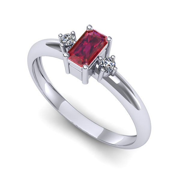 Inel logodna din aur alb cu rubin