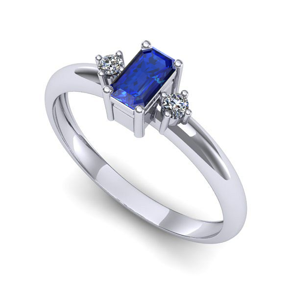 Inel de logodna din aur alb cu safir