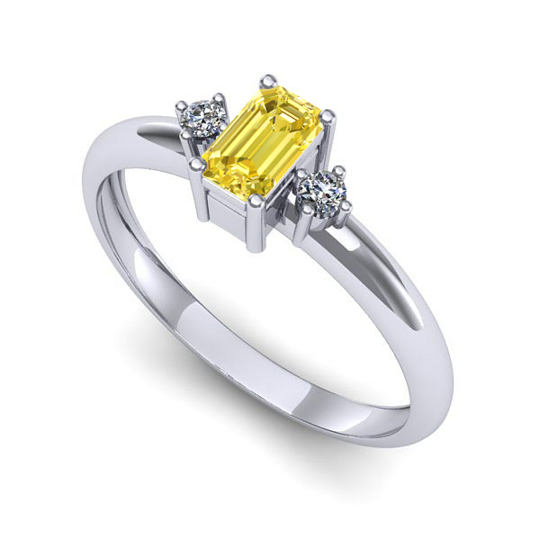 Inel din aur alb cu safir galben