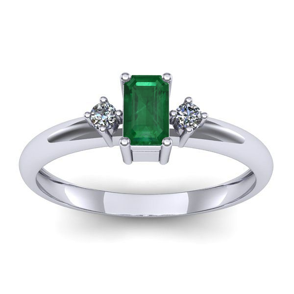 Inel de logodna cu smarald dreptunghiular