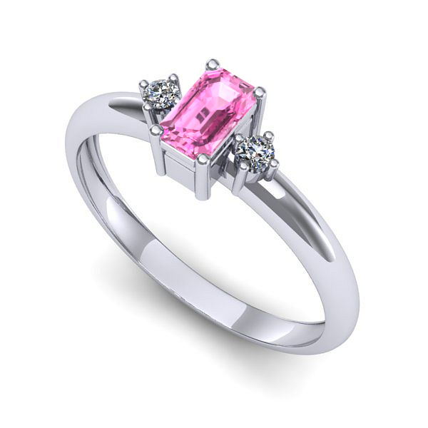 Inel de logodna din aur alb cu safir roz