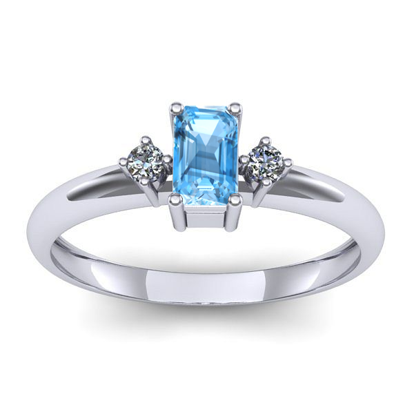 Inel de logodna cu topaz blue dreptunghiular