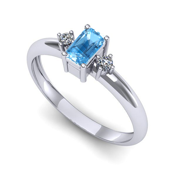 Inel din aur alb cu topaz blue