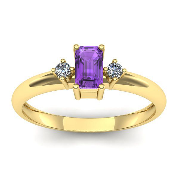 Inel logodna cu ametist dreptunghiular