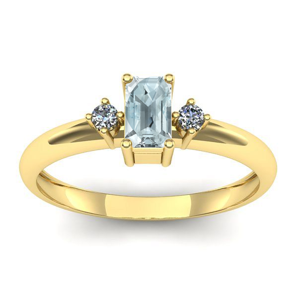 Inel cu aquamarin dreptunghiular