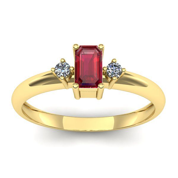 Inel de logodna cu rubin dreptunghiular
