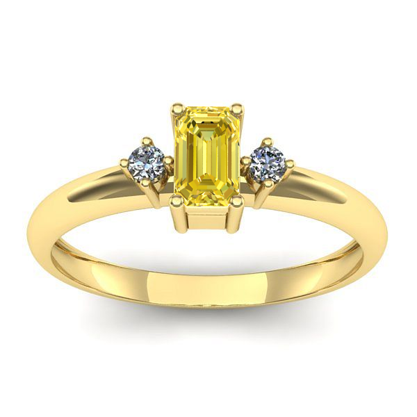 Inel logodna cu safir galben dreptunghiular