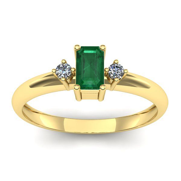 Inel logodna cu smarald dreptunghiular