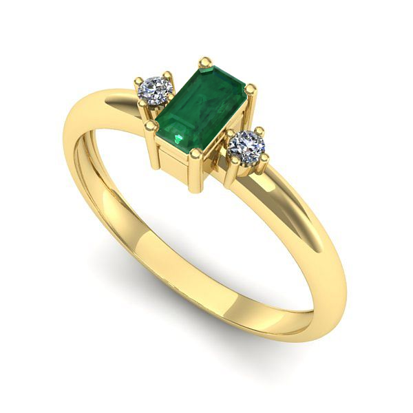 Inel logodna din aur galben cu smarald